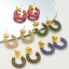 Wholesale of new gold-plated earrings, seven-color full diamond ear rings and earrings, high-end jewelry that are popular on Instagram in Europe and America details Picture